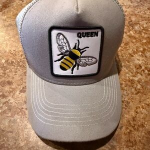 Gray Trucker Hat with Bee Patch